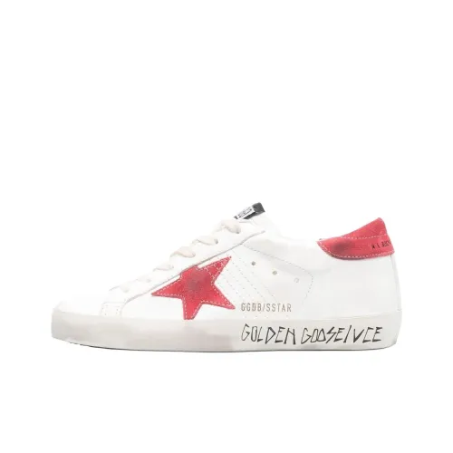 Golden Goose Супер Звезда Low Топ Кроссовки для скейтбординга Женские Белые Красные Потертые