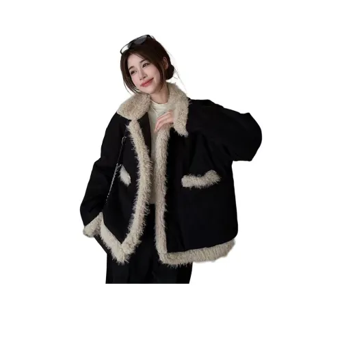 ZVJH Черный Женские Бархатные Куртки