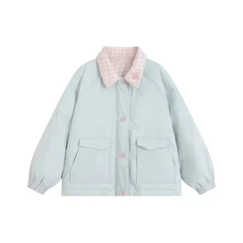 GUOZHEN Синий Розовый Женский Пуховик