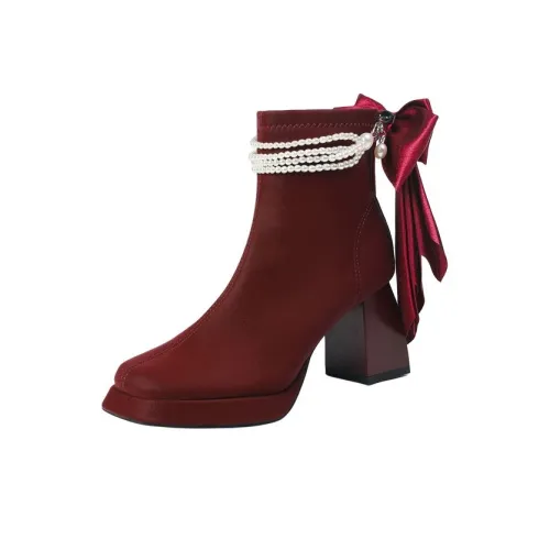 Zubumei Ботильоны 7CM Женские Бордовый