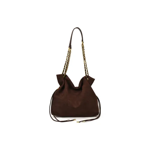 Tezimyt ПУ (полиуретан) с замшей Сумка через плечо Стандартная Женская Хаки Кофейно-коричневый