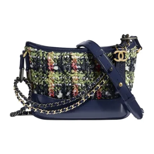 CHANEL Gabrielle Телячья кожа Твид Сумка через плечо Сумка через плечо Маленькая Женская Многоцветная
