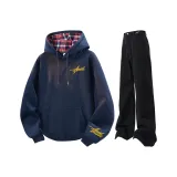 Темно-синий (Желтый) Свитшот [с флисовой подкладкой] + Черные Джинсы