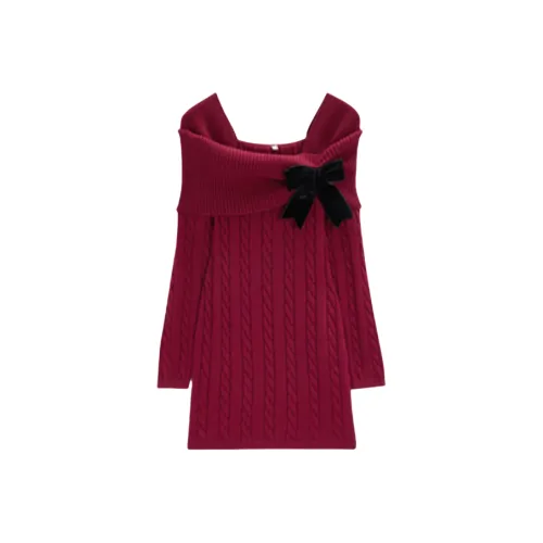 VKXOW Red Женские Длинные Платья с Длинными Рукавами