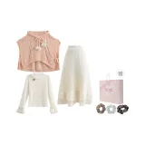 Розовое пальто + внутренний слой + юбка