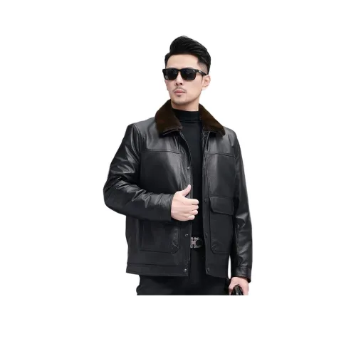 Ez Черный 2251 Мужская Кожаная Куртка
