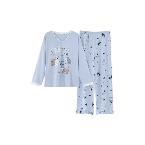 JINXU Синий Женские Пижамные Комплекты