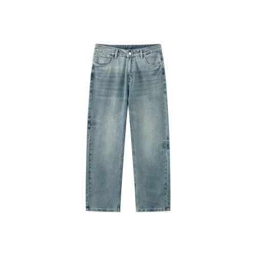UKTK Светло-выстиранный цвет синий мужской джинсы