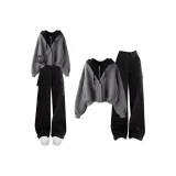 Серый свитшот + черные штаны