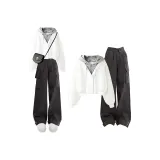 Белый свитшот + серые штаны