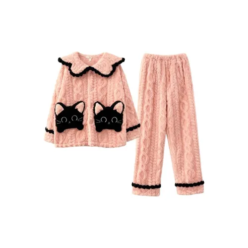 Daiyindie Осенние и зимние пижамы для женщин утолщенные и с флисовой подкладкой термические коралловый флис наборы одежды