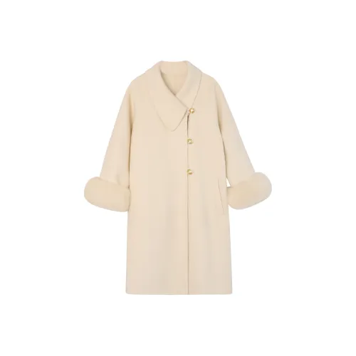 DITB Бежевый Настоящий мех лисы Женское пальто с рукавами