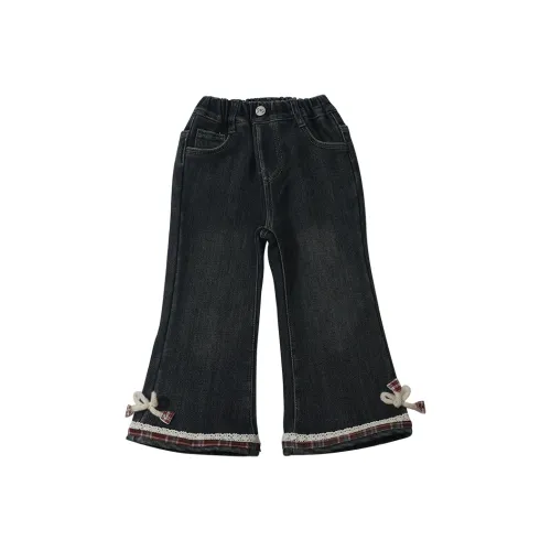 SHIBU Little Розовый Слон Расклешенные Джинсы с флисовой подкладкой синие и черные для дошкольников джинсы