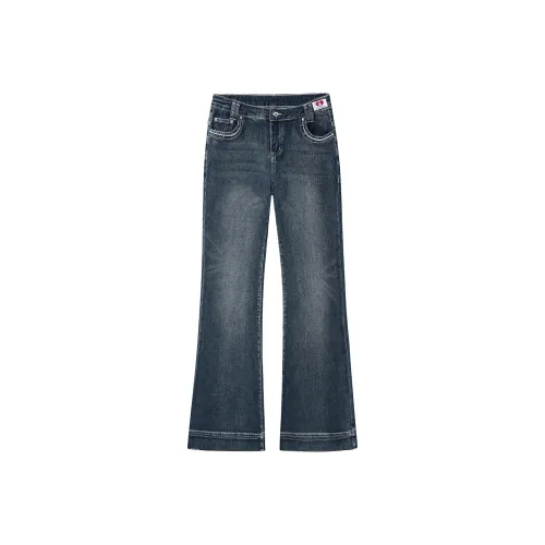 SNOOPY Темно-синий с флисовой подкладкой женские джинсы