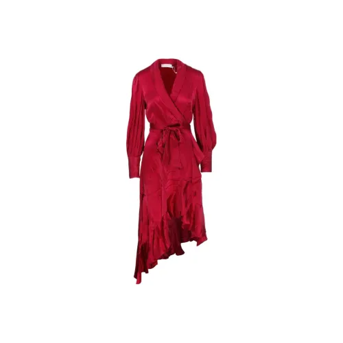 Zimmermann Красные Женские Длинные Платья с Длинными Рукавами