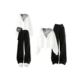 Белый свитшот + черные штаны