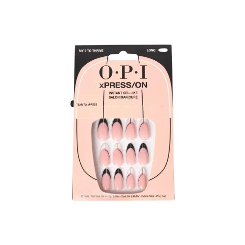 OPI MY 9 To Thrive False Nail Almond Black White Solid Color French 30 Pack