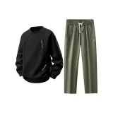 Комплект (Черный топ + Армейский зеленый низ)