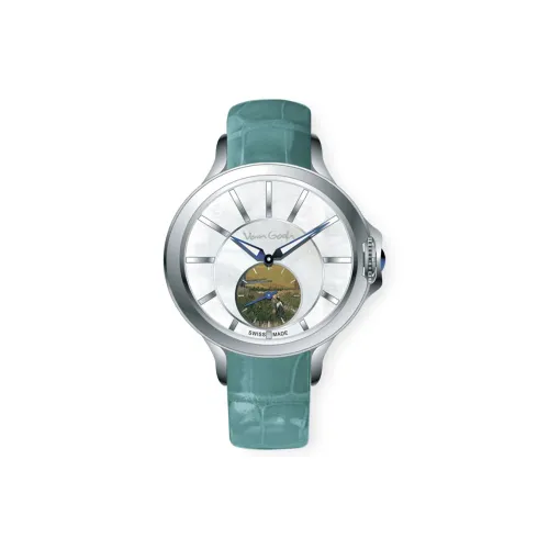 Ван Гог Кварцевый механизм Унисекс Часы 40 мм Белый циферблат Корпус из нержавеющей стали Ремешок из натуральной кожи