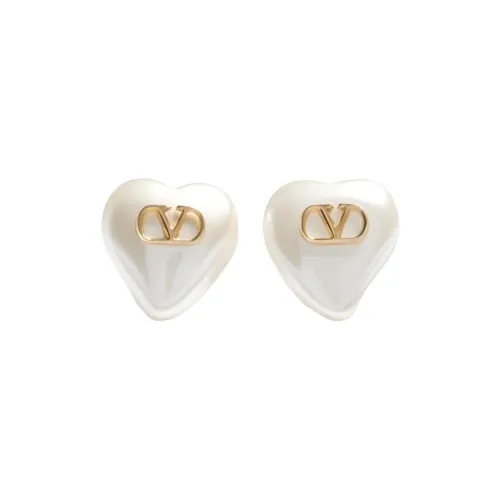 Valentino Glass Pearl Earrings Women's Gold Cream