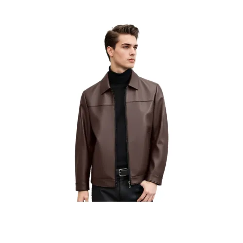 Kaiser Коричневый Мужская Кожаная Куртка