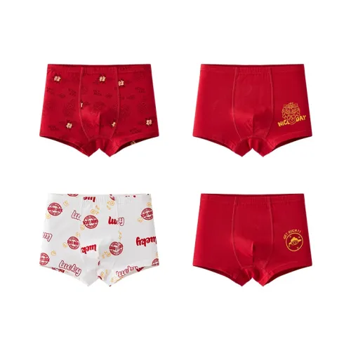 Хлопок 4 пачки Красный+Красный+Белый+Красный детское нижнее белье