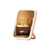 Розовое трехцветное зеркальце с трехцветным светом