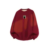 [Thickened и с флисовой подкладкой] Бордовый (с центральным логотипом "Удача" и черным котом)