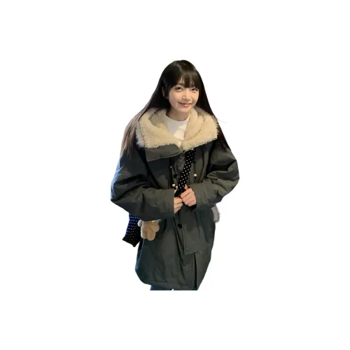 LANGQING Армейский зеленый Женский пуховик