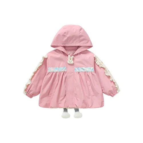 SHIBU YOUMI Дом Вышивка Полосы Кролик Child Пальто Розовый Детские Куртки