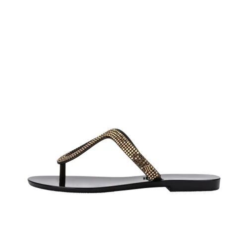 MELISSA Устойчивые к истиранию шлепанцы женские черный золотой