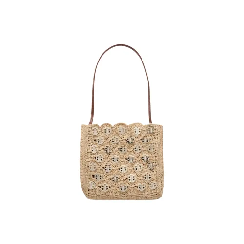 Paco Rabanne Телячья кожа Сумка через плечо Женская Бежевая