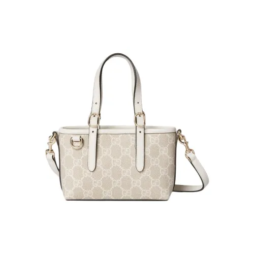 GUCCI GG Emblem Ткань с покрытием кожа вставки сумка мини женский бежевый и белый