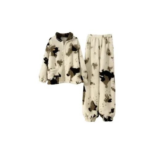 Dippanis Коричневый Корова Наборы одежды Женские Пижамные комплекты