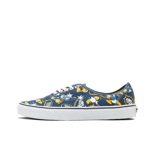 VANS Authentic Series Амортизация Устойчивость к истиранию Легкий Низкий Топ Скейтборд Кроссовки Унисекс Синий Желтый Белый