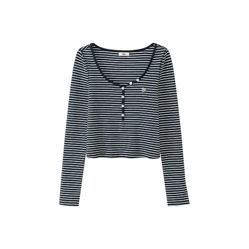 CHUU Темно-синие полосы Женские T-рубашки