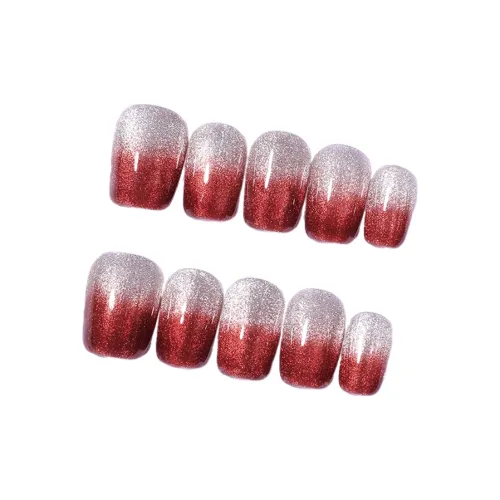 Miss Candy Sunrise Очень короткий рукав T-рубашка False Nail Короткий балерина Красный Серебряный Градиентный