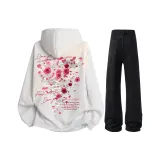 Свитшот из фотинии серого цвета + черные джинсы