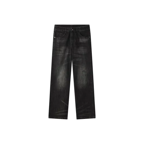 A3G4 Винтажный Черный Унисекс Джинсы