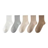 [Высокие носки 13 см] Белый + Светло-серый + Бежевый + Хаки + Верблюжий