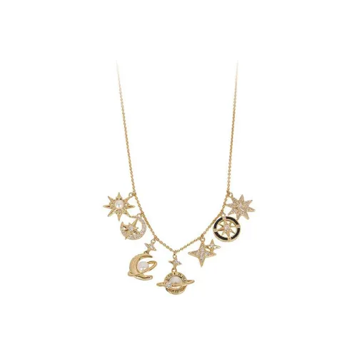 Британский музей Золотой покрытый медью Синтетический кубический цирконий Искусственная жемчужина Ожерелья Женские