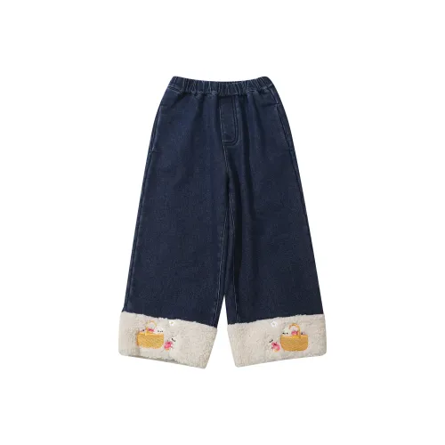 SHIBU Какао Hiri 25039 Мультяшный Кролик Полностью Бархат Джинсы Синий Предшкольные Джинсы