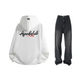 Комплект одежды (Белый Красный Логотип Свитшот + Джинсы)