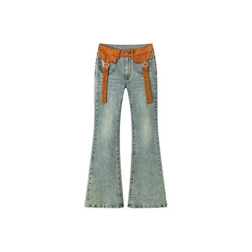 CHUU Medium Denim Blue Women's Jeans CHUU Средний деним синий женский джинсы