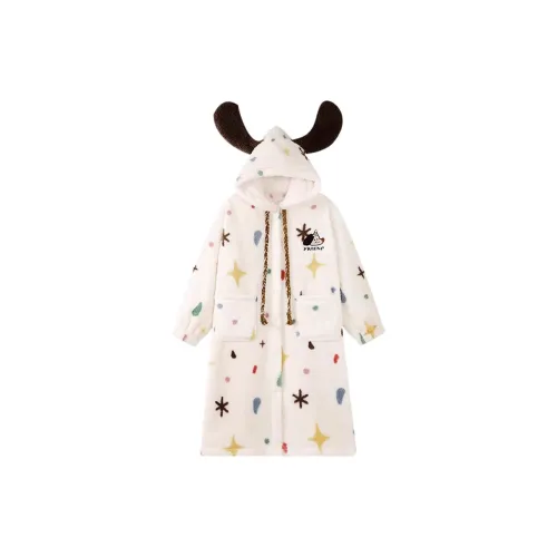 Dippanis Корейский стиль Абрикос Звезда Камуфляж Собака Женские Банные халаты