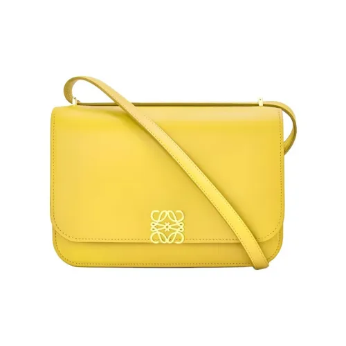 LOEWE Goya Шелк Коровья кожа Маленькая квадратная сумка Сумка через плечо Средний Женские Candy Color Лимон