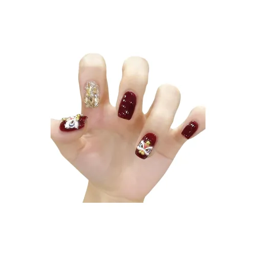 T Z Осень и зима Лучшие продажи Лев Год дракона Праздник весны False Nail Короткий Розовый Однотонный Китайский стиль