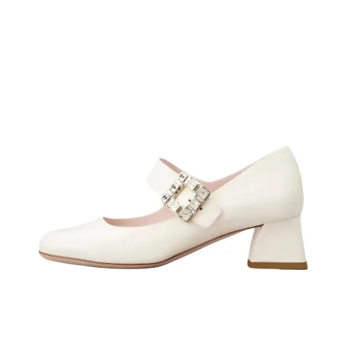 Roger Vivier Туфли Мэри Джейн с грубым каблуком 4,5 см белые для женщин