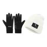 Black Перчатка + White Вязаная Шапка