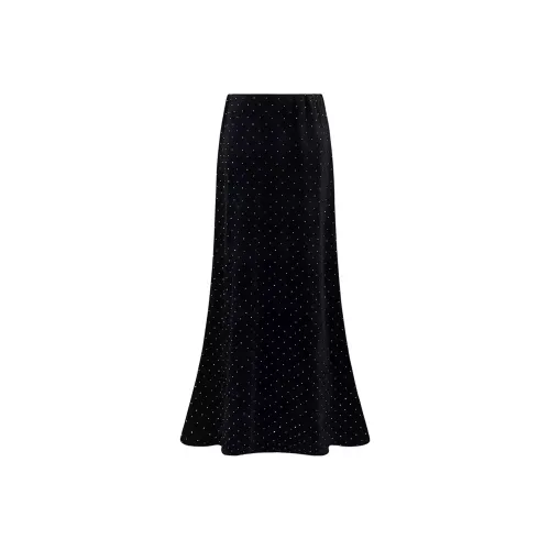 Wbwq Черный флис с подкладкой Женская повседневная длинная юбка